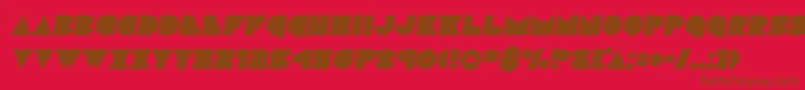 Discodecksemital-Schriftart – Braune Schriften auf rotem Hintergrund