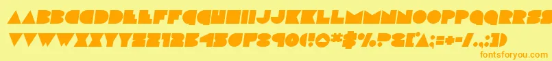 フォントDiscodecksemital – オレンジの文字が黄色の背景にあります。