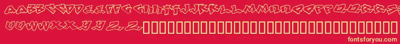 Defwriterbasecyr-Schriftart – Gelbe Schriften auf rotem Hintergrund