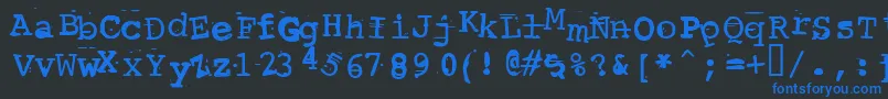 ScrewedUpTypewriter Font – Blue Fonts on Black Background