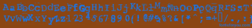Czcionka ScrewedUpTypewriter – niebieskie czcionki na brązowym tle