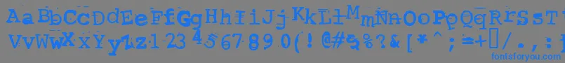 ScrewedUpTypewriter-fontti – siniset fontit harmaalla taustalla