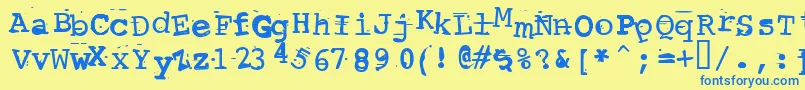 ScrewedUpTypewriter Font – Blue Fonts on Yellow Background