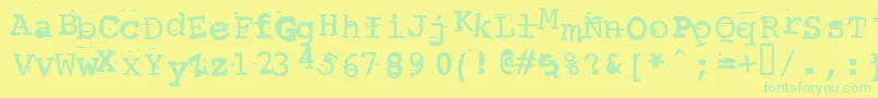 ScrewedUpTypewriter Font – Green Fonts on Yellow Background