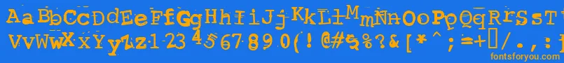 Czcionka ScrewedUpTypewriter – pomarańczowe czcionki na niebieskim tle