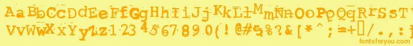 ScrewedUpTypewriter Font – Orange Fonts on Yellow Background