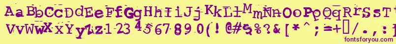 ScrewedUpTypewriter Font – Purple Fonts on Yellow Background