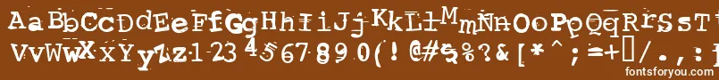 Czcionka ScrewedUpTypewriter – białe czcionki na brązowym tle