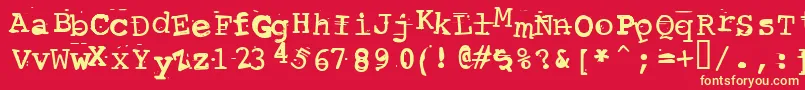 ScrewedUpTypewriter Font – Yellow Fonts on Red Background