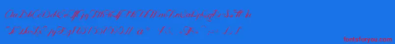 OpheliaScript Font – Red Fonts on Blue Background