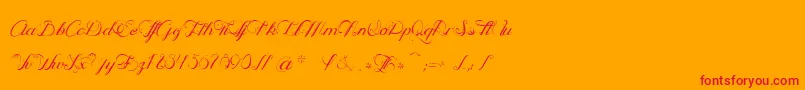 OpheliaScript-Schriftart – Rote Schriften auf orangefarbenem Hintergrund