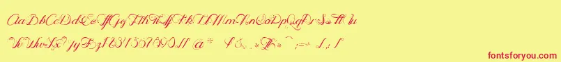 OpheliaScript-Schriftart – Rote Schriften auf gelbem Hintergrund