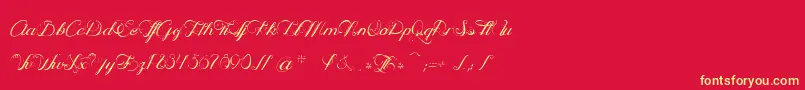 OpheliaScript Font – Yellow Fonts on Red Background