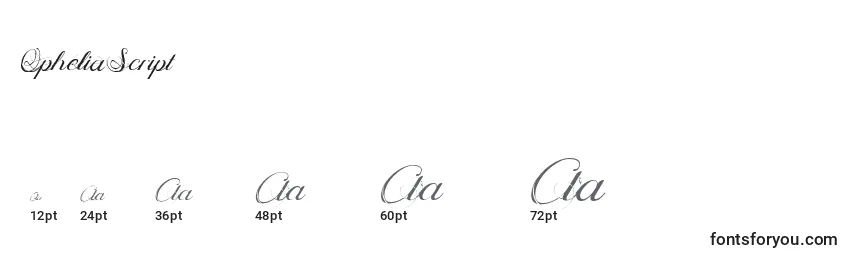 Größen der Schriftart OpheliaScript