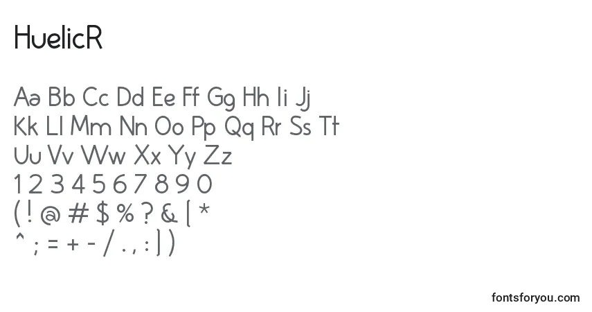 Schriftart HuelicR – Alphabet, Zahlen, spezielle Symbole