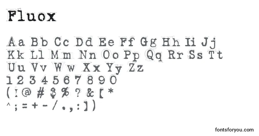 Schriftart Fluox – Alphabet, Zahlen, spezielle Symbole