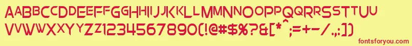 Fonte ChromiaSupercapCondensed – fontes vermelhas em um fundo amarelo