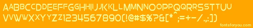 Weitere Informationen zur ChromiaSupercapCondensed-Schriftart ChromiaSupercapCondensed-Schriftart – Gelbe Schriften auf orangefarbenem Hintergrund