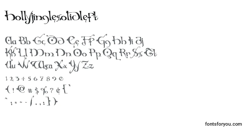 Czcionka Hollyjinglesolidleft – alfabet, cyfry, specjalne znaki