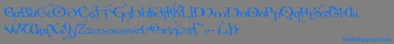 フォントHollyjinglesolidleft – 灰色の背景に青い文字