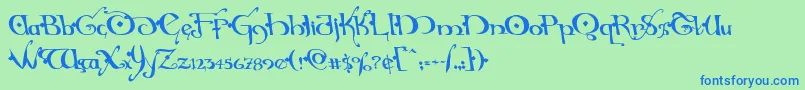 Hollyjinglesolidleft-Schriftart – Blaue Schriften auf grünem Hintergrund