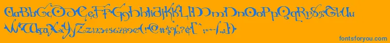 Hollyjinglesolidleft-Schriftart – Blaue Schriften auf orangefarbenem Hintergrund