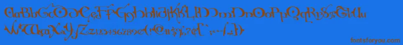 Шрифт Hollyjinglesolidleft – коричневые шрифты на синем фоне