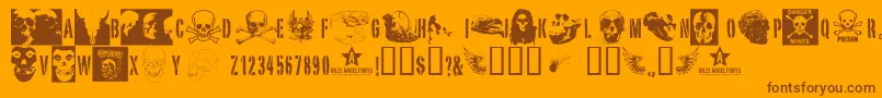 Skullts2-Schriftart – Braune Schriften auf orangefarbenem Hintergrund