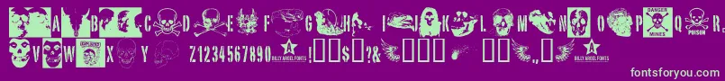 Skullts2-Schriftart – Grüne Schriften auf violettem Hintergrund