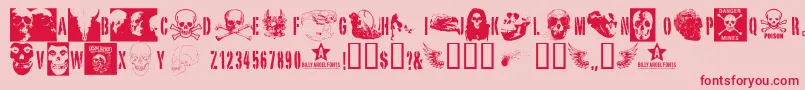 Skullts2-Schriftart – Rote Schriften auf rosa Hintergrund