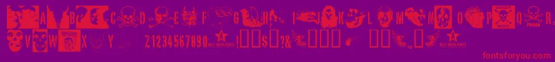 Skullts2-Schriftart – Rote Schriften auf violettem Hintergrund