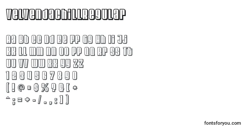 A fonte VelvendachillRegular – alfabeto, números, caracteres especiais