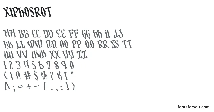 Fuente Xiphosrot - alfabeto, números, caracteres especiales
