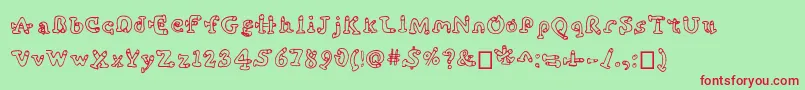 フォントCockfont – 赤い文字の緑の背景