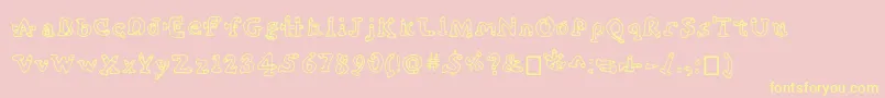 Cockfont-Schriftart – Gelbe Schriften auf rosa Hintergrund