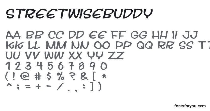 Schriftart Streetwisebuddy – Alphabet, Zahlen, spezielle Symbole