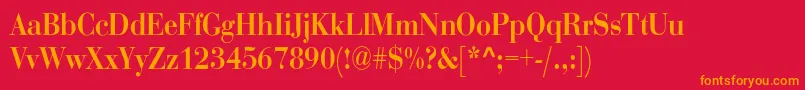 RothnicndBold-Schriftart – Orangefarbene Schriften auf rotem Hintergrund