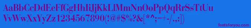 RothnicndBold-Schriftart – Violette Schriften auf blauem Hintergrund