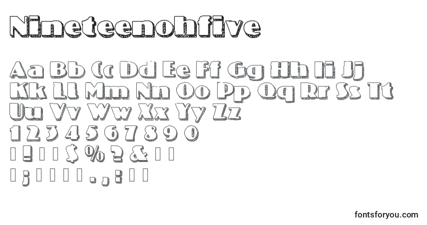 Шрифт Nineteenohfive – алфавит, цифры, специальные символы