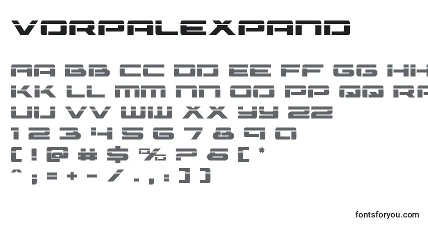 A fonte Vorpalexpand – alfabeto, números, caracteres especiais
