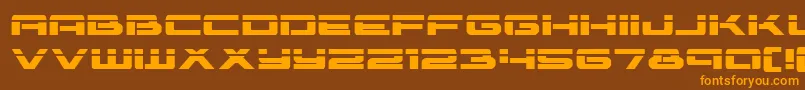 Vorpalexpand-Schriftart – Orangefarbene Schriften auf braunem Hintergrund