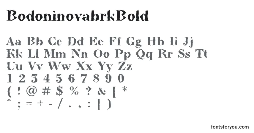 Czcionka BodoninovabrkBold – alfabet, cyfry, specjalne znaki