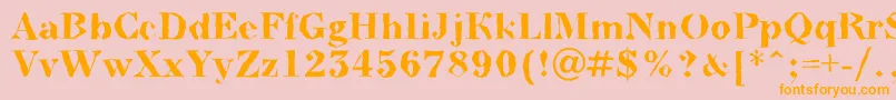 BodoninovabrkBold-Schriftart – Orangefarbene Schriften auf rosa Hintergrund