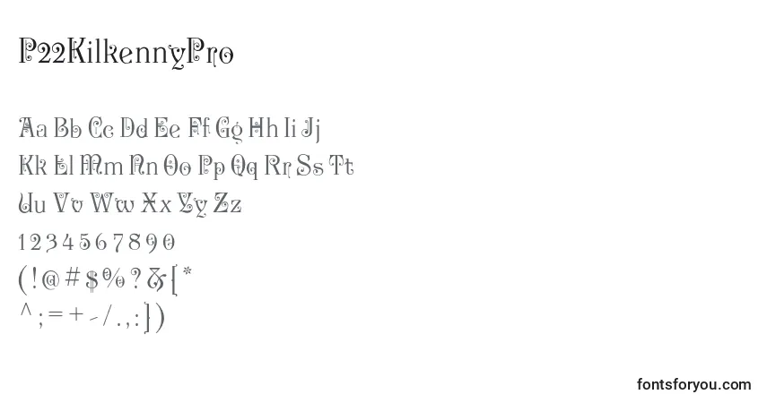 Schriftart P22KilkennyPro – Alphabet, Zahlen, spezielle Symbole
