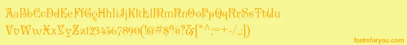 フォントP22KilkennyPro – オレンジの文字が黄色の背景にあります。