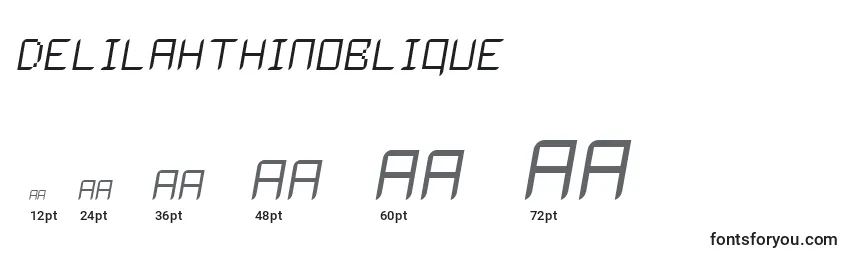 DelilahThinoblique Font Sizes