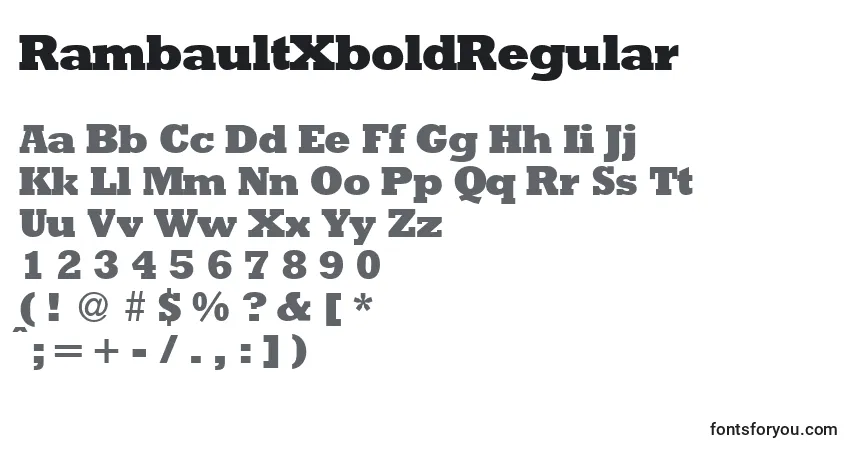 Schriftart RambaultXboldRegular – Alphabet, Zahlen, spezielle Symbole