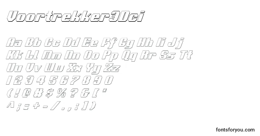 A fonte Voortrekker3Dci – alfabeto, números, caracteres especiais