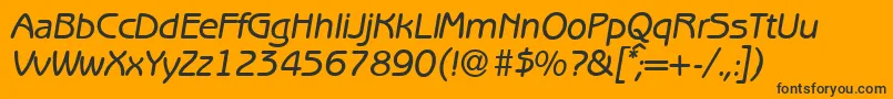 B691SansMediumItalic-fontti – mustat fontit oranssilla taustalla