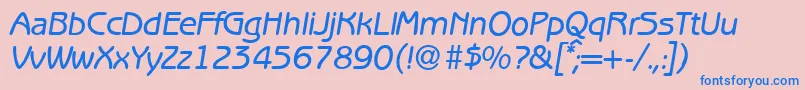 フォントB691SansMediumItalic – ピンクの背景に青い文字